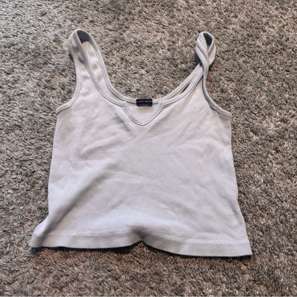 Brandy Melville Light Gray Ribbed Tank Top